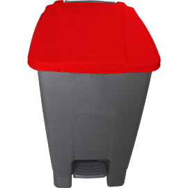 bin plastic with Pedal grey-red 50lt