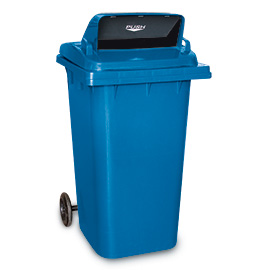 Bin Blue with lid Blue Push without Pedal and Wreath Bag 240 lt