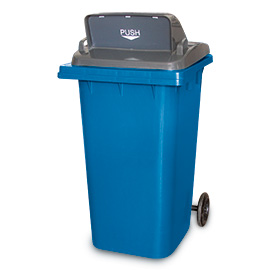Bin Blue with lid Grey Push without Pedal and Wreath Bag 240 lt