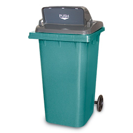 Bin Green-Blue with lid Grey Push without Pedal and Wreath Bag 240 lt