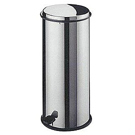 INOX paper bin with straight lid and pedal 18 lt Ø27 x 58 cm