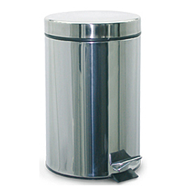 INOX paper bin with straight lid and pedal