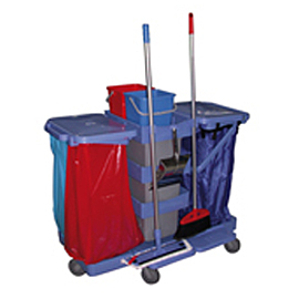 TROLLEY COMBI-HOTEL-HOSPITAL WITH 3 SHELVES AND 2 BUCKETS 8.8L